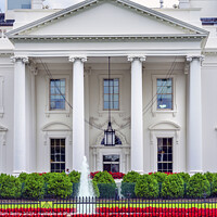 Buy canvas prints of White House Door Red Flowers Chandelier Pennsylvania Ave Washing by William Perry