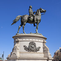 Buy canvas prints of General Thomas Civil War Statue Moon Washington DC by William Perry