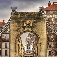 Buy canvas prints of College Pedestrian Bridge Rhone River Lyon France by William Perry