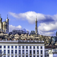 Buy canvas prints of King Louis XIV Statue Notre Dame Place Bellecoeur Lyon France by William Perry
