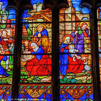 Buy canvas prints of Nativity Stained Glass Saint Bonaventure Lyon France by William Perry