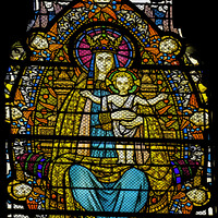 Buy canvas prints of Mary Jesus Stained Glass Basilica of Notre Dame Lyon France by William Perry