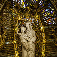 Buy canvas prints of Virgin Mary Statue Altar Basilica of Notre Dame Lyon France by William Perry