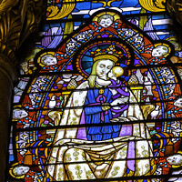 Buy canvas prints of Mary Jesus Stained Glass Basilica of Notre Dame Lyon France by William Perry