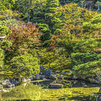 Buy canvas prints of Fall Leaves Garden Ginkakuji Silver Pavilion Buddhist Temple Kyo by William Perry