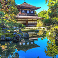 Buy canvas prints of Colorful Fall Water Reflection Ginkakuji Silver Pavilion Temple  by William Perry