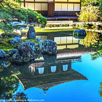 Buy canvas prints of Colorful Fall Water Reflection Ginkakuji Silver Pavilion Temple  by William Perry