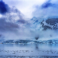 Buy canvas prints of Blue Glacier Snow Mountains Paradise Bay Skintorp  by William Perry