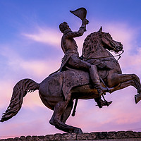 Buy canvas prints of Andrew Jackson Statue Sunset Square New Orleans Lo by William Perry