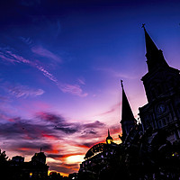 Buy canvas prints of Sunset Saint Louis Cathedral Cabildo New Orleans L by William Perry