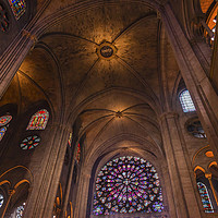 Buy canvas prints of Stained Glass Notre Dame Cathedral Paris France by William Perry