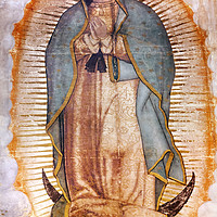 Buy canvas prints of Original Virgin Mary Guadalupe Painting Mexico Cit by William Perry