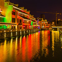 Buy canvas prints of  Canal Wuxi Jiangsu China Night by William Perry