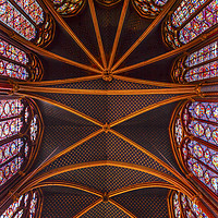 Buy canvas prints of Cathedral Ceiling Sainte Chapelle Paris France by William Perry