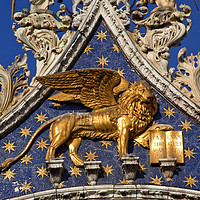 Buy canvas prints of Winged Golden Lion Venice Italy by William Perry