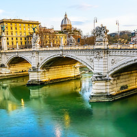Buy canvas prints of Ponte Bridge Tiber River Reflection Rome Italy by William Perry