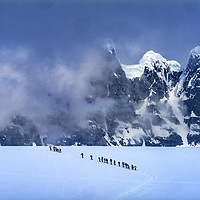 Buy canvas prints of Hikers Snow Mountains Damoy Point Antarctica by William Perry