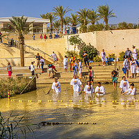 Buy canvas prints of Baptisms Jordan River Israel by William Perry