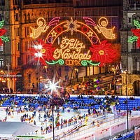 Buy canvas prints of Mexico City Zocalo Christmas Night Ice Skating Rin by William Perry