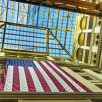 Buy canvas prints of American Flag Old Post Office Building Washington  by William Perry