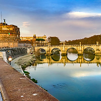 Buy canvas prints of Castel Ponte Saint Angelo Tiber River Rome Italy by William Perry