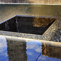 Buy canvas prints of World Trade Center Memorial Pool Fountain Waterfal by William Perry