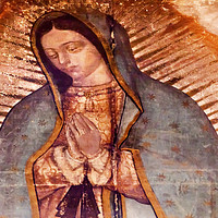 Buy canvas prints of Original Virgin Mary Guadalupe Painting New Basili by William Perry