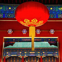 Buy canvas prints of Red Lantern Prince Gong's Mansion Qian Hai Beijing by William Perry