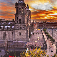 Buy canvas prints of Metropolitan Cathedral Mexico City Mexico Sunrise by William Perry