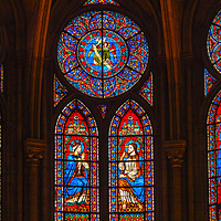 Buy canvas prints of Jesus Mary Stained Glass Notre Dame Paris France by William Perry
