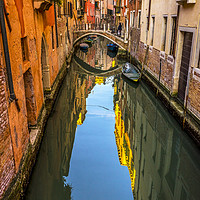 Buy canvas prints of Colorful Canal Bridge Venice Italy by William Perry