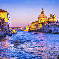 Buy canvas prints of Colorful Grand Canal Salut Church Sunset Venice It by William Perry