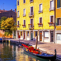 Buy canvas prints of Colorful Canal Gondola Venice Italy by William Perry