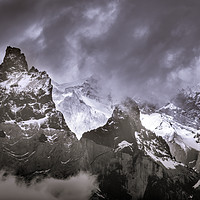 Buy canvas prints of Black White Paine Horns Torres del Paine National  by William Perry