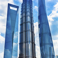 Buy canvas prints of Three Skyscrapers Reflections Liujiashui Financial District Shan by William Perry