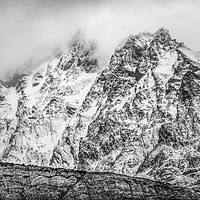Buy canvas prints of Black and White Snow Mountains Grey Glacier Torres by William Perry