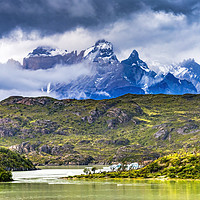 Buy canvas prints of Grey Lake Paine Horns Torres del Paine National Pa by William Perry