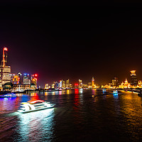 Buy canvas prints of Monument Heroes Huanpu River Bund Night Lights Sha by William Perry