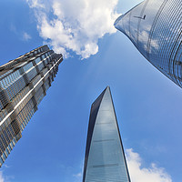 Buy canvas prints of Three Skyscrapers Reflections Liujiashui Financial by William Perry