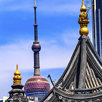 Buy canvas prints of Shanghai China Old and New Shanghai TV Tower and Y by William Perry