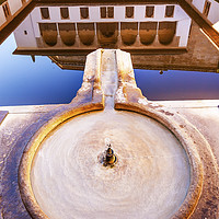 Buy canvas prints of Alhambra Courtyard Myrtles Pool Reflection Granada by William Perry