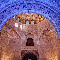 Buy canvas prints of Blue Arch Albencerrajes Alhambra Moorish Wall Desi by William Perry