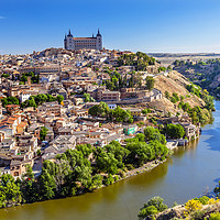 Buy canvas prints of Alcazar Fortress Medieval City Tagus River Toledo  by William Perry