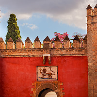 Buy canvas prints of Red Front Gate Alcazar Royal Palace Seville Spain by William Perry