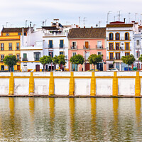 Buy canvas prints of Houses Stores Restaurants Cityscape River Guadalquivr Morning Seville Spain by William Perry
