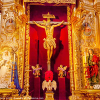 Buy canvas prints of Martinez Christ Crucifixion on Cross Mary Wooden Statues El Salvador Church Seville Spain by William Perry
