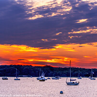 Buy canvas prints of Sunset Sailboats Yachts Padanaram Inner Harbor Dartmouth Massachusetts by William Perry