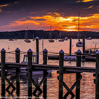 Buy canvas prints of Sunset Pier Padanaram Inner Harbor Boats Dartmouth Massachusetts by William Perry