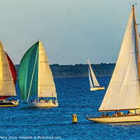 Buy canvas prints of Evening Sailboats Racing Padanaram Harbor Dartmouth Massachusetts by William Perry