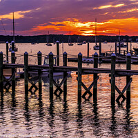 Buy canvas prints of Sunset Pier Padanaram Inner Harbor Boats Dartmouth by William Perry